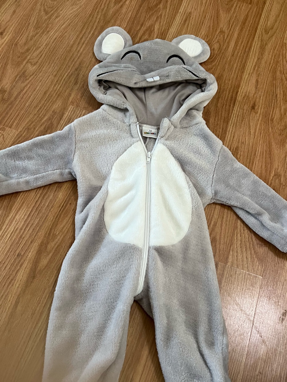 Gray Plush Mouse Kids Halloween Costume with White Belly
